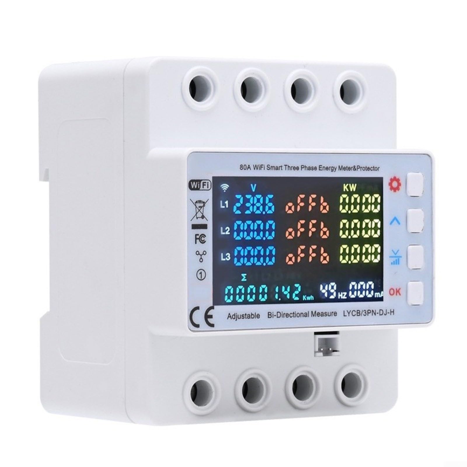 per tuya WiFi trifase Meter 80A con schermo LCD