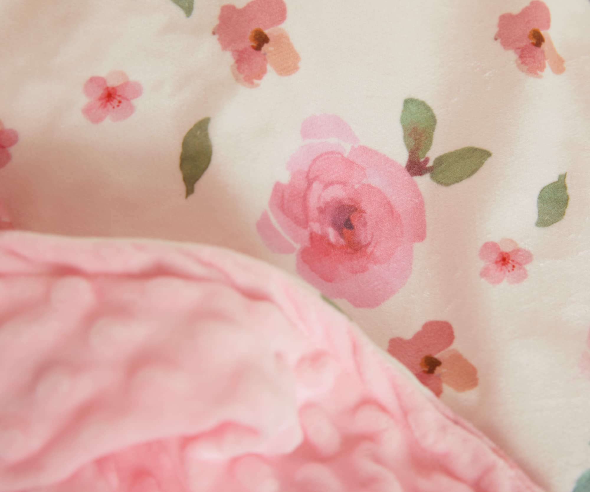 Manta de bebé para niños y niñas, manta de felpa suave de doble capa con respaldo de puntos, manta para bebé recién nacido, regalo de ducha (floral rosa, 30 x 40 pulgadas)