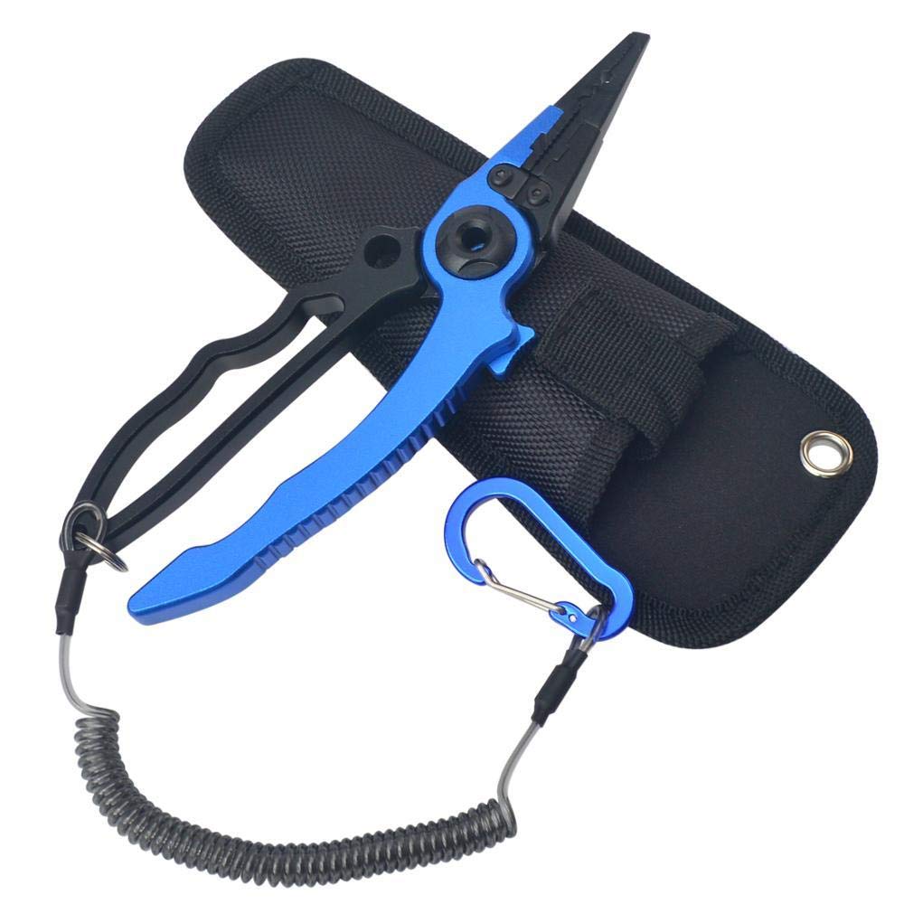 BEPM Angelzange Angelnzange Angeln Zubehör Design Selbsthemmend Alumimum Multifunktions-Angelzange Lure Fishing Tool Angelgerät-Blau