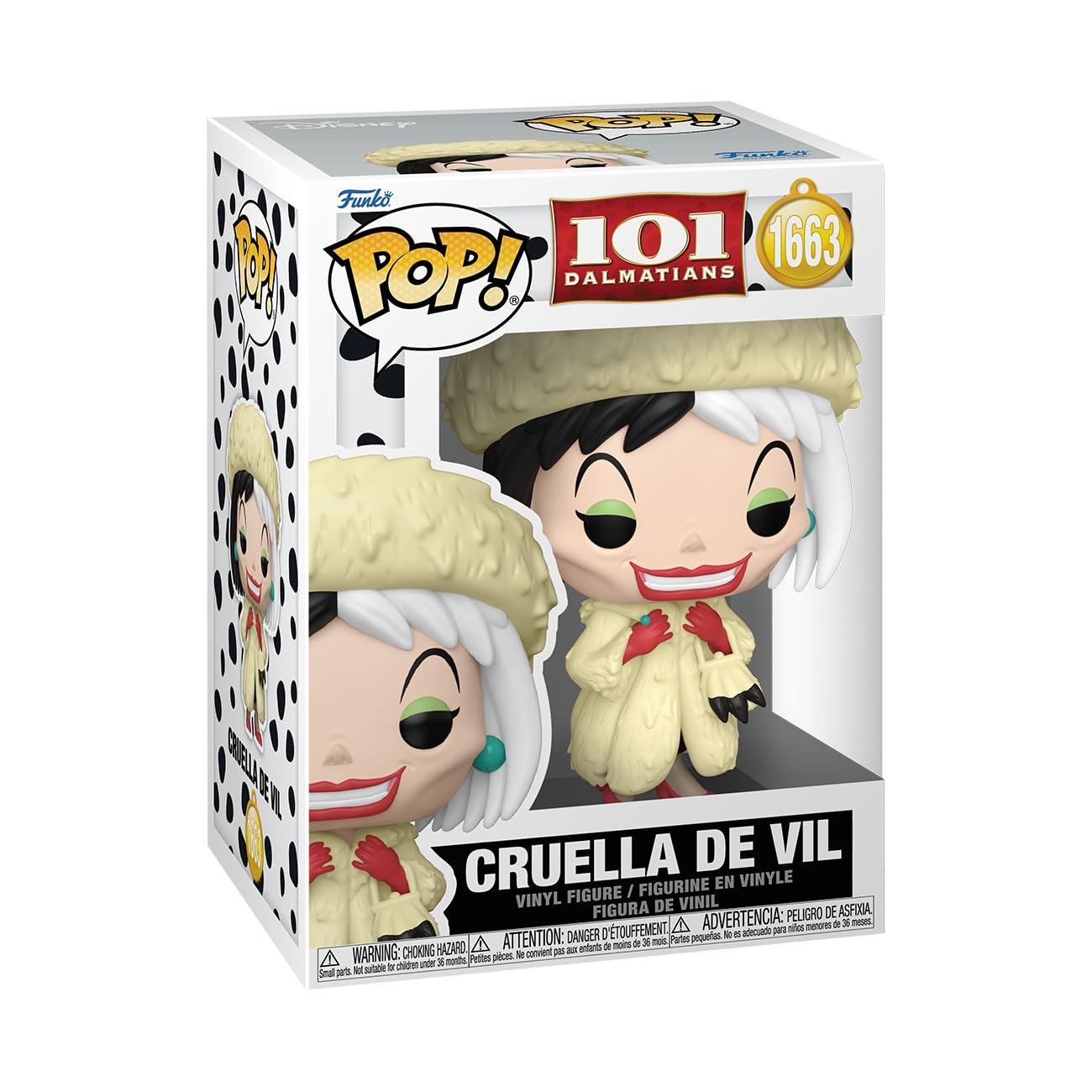 Funko Pop! Disney: 101 Dalmatians - Cruella de Vil de Vil - 1/6 de Probabilidades de Obtener la RARA Variante Chase - 101 Dálmatas - Figura de Vinilo Coleccionable - Idea de Regalo - Cartoon Fans