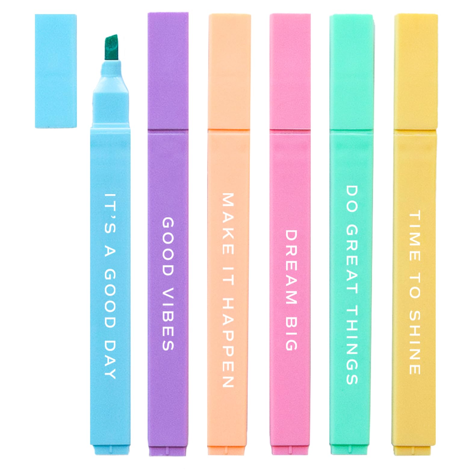 Sweet Water DecorInspirational Highlighter Set, Pack of 6 No Bleed Highlighters Assorted Pastel Colors for Journaling, Books & Bible Study, School & Office Supplies for Women