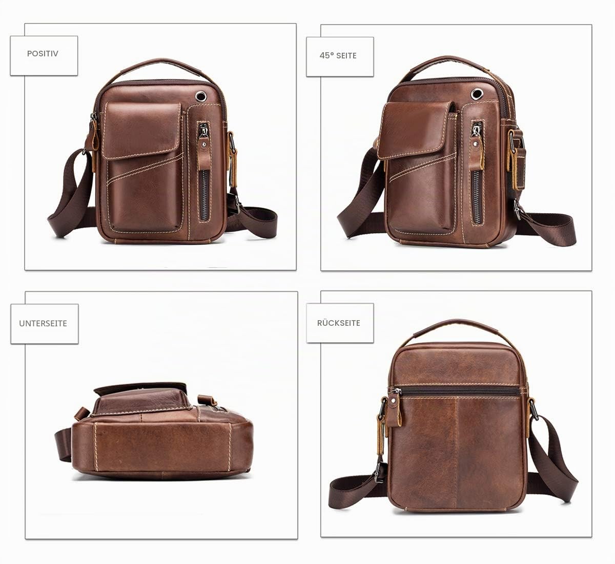 Herren Schultertaschen Freizeit Fashion Echtleder Crossbody Tasche
