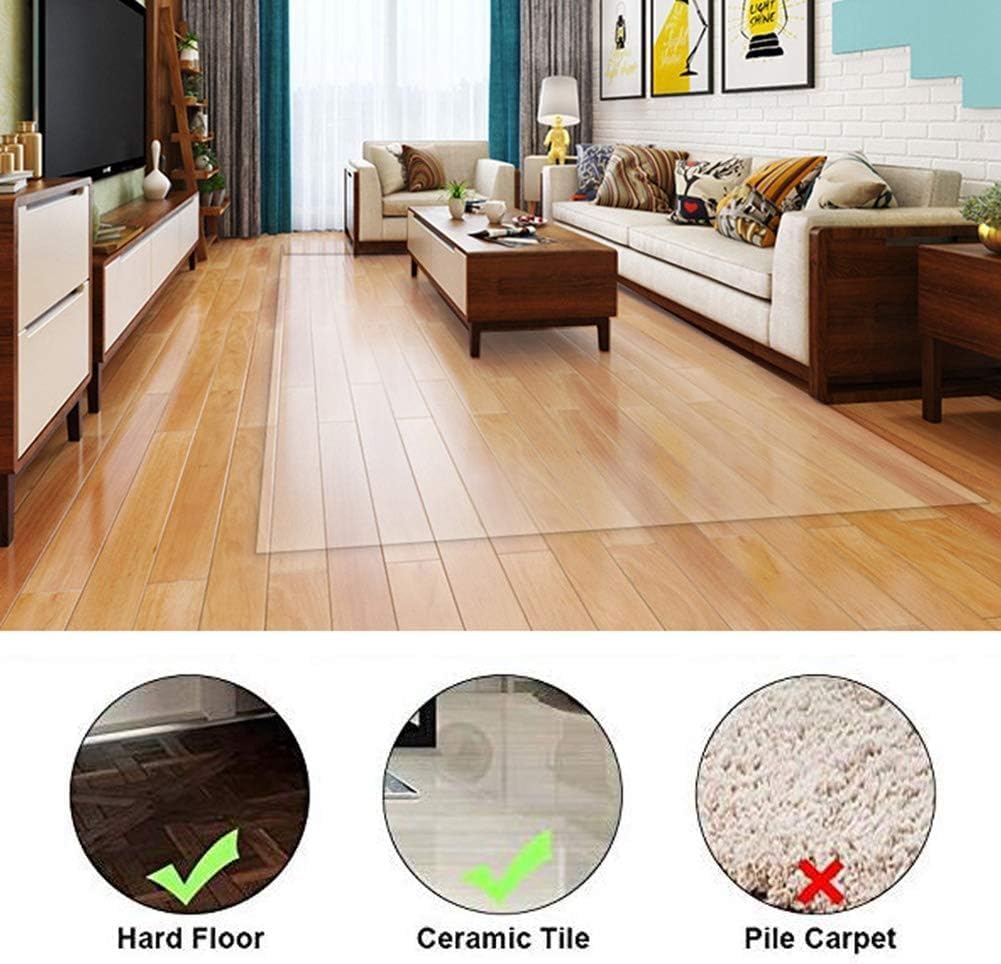 Tappetino da scrivania in PVC trasparente con superficie antiscivolo, impermeabile, protezione per pavimenti per casa e ufficio