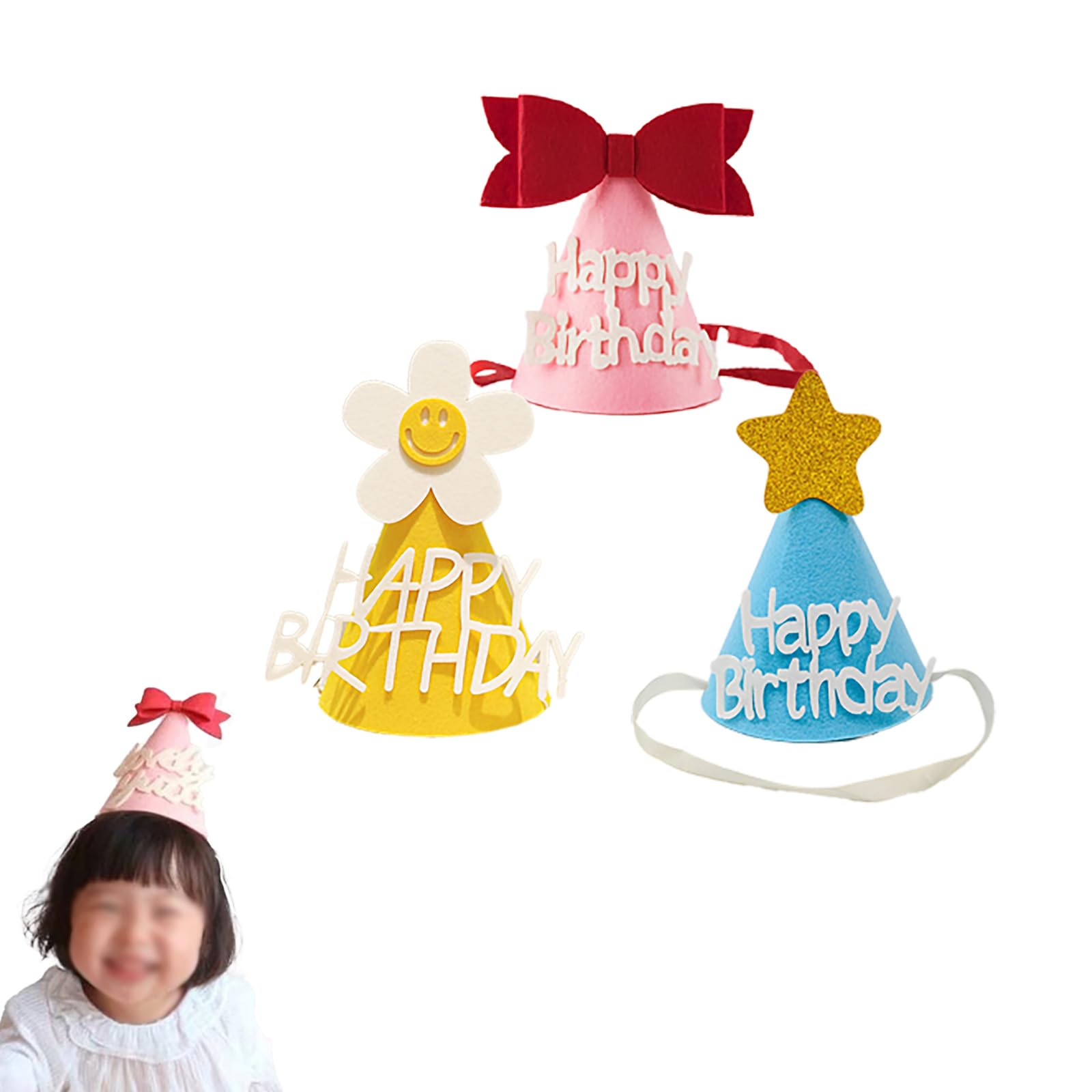 [ALLVD] 誕生日 ハット3個セット Happy Birthdayバースデー帽子 祝い 飾り 写真道具 キッズ 大人兼用 三角帽子 コーンハット 装着が簡単写真を撮るのがきれいだ