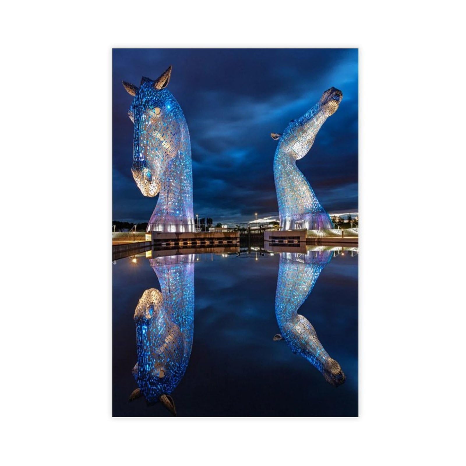 BNCEDJK The Kelpies in Falkirk Canvas Poster Wall Art Print Picture Paintings 24x36inch(60x90cm)