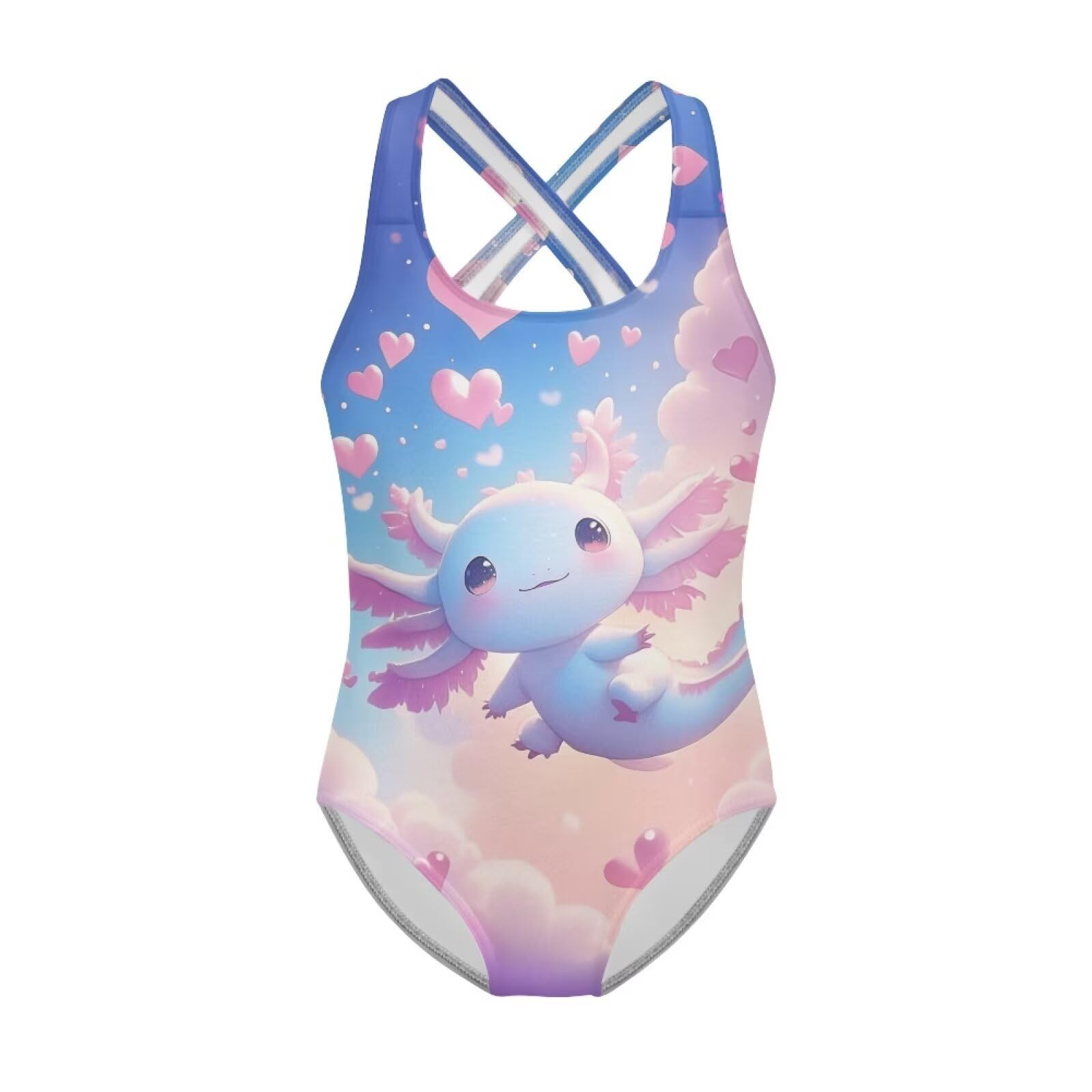 Xpyiqun Swimsuit for Girls One Piece Bathing Suits Size 5-14 Sleeveless Swimwear Cross Shoulder Strap Swimming Wear
