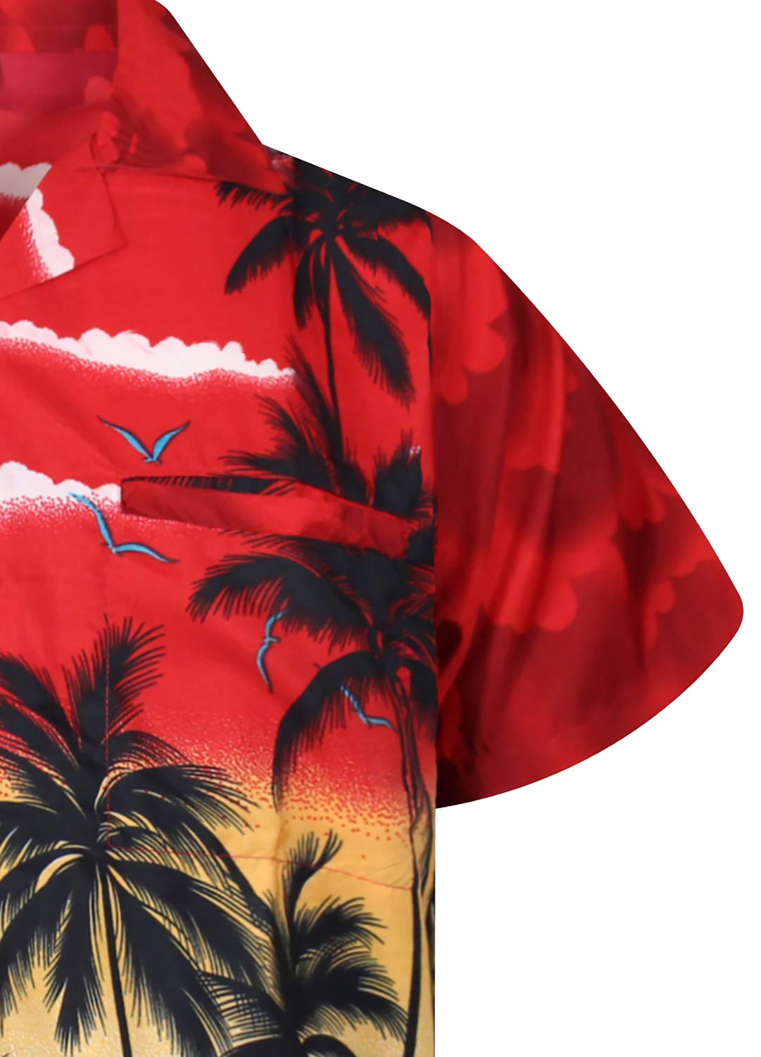V.H.O. Funky Hawaiian Shirt - Loud Print, Button-Down With Pocket, Unisex Beach Shirt (Red, X-Large) - View #7
