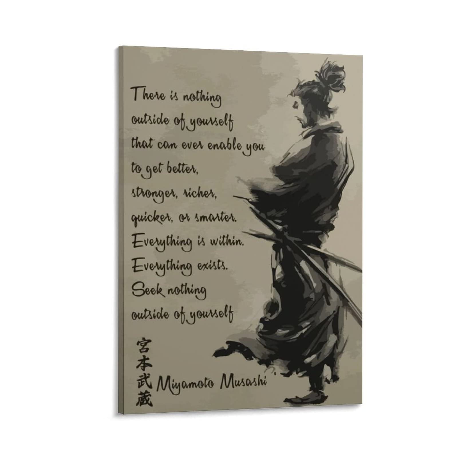 Miyamoto Musashi Vagabond Portrait Quote Art Poster (2) Canvas Painting Posters and Prints Wall Art Pictures for Living Room Bedroom Decor 24x36inch(60x90cm) Frame-Style