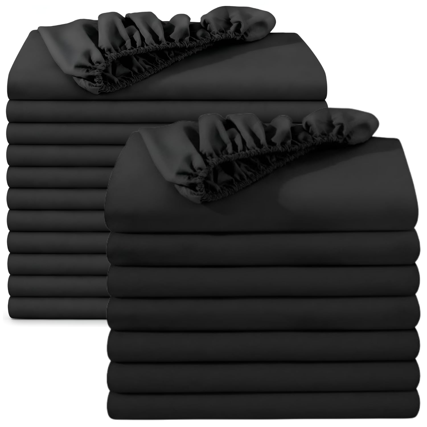 BedLooms Super King Fitted Sheet 20 Pack – Black (180x200cm) up to 25cm Deep Bed Sheets — image 1