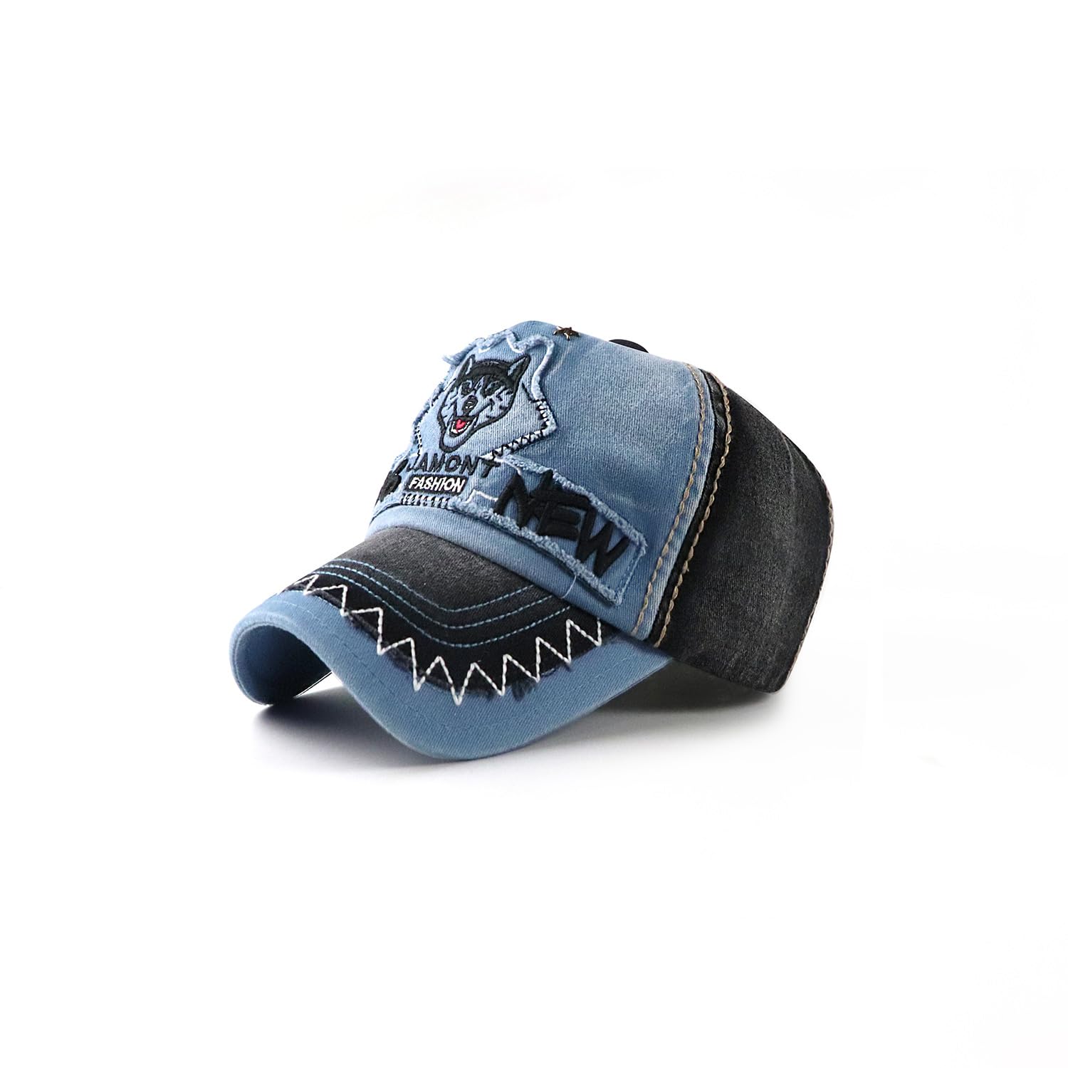 Chennuo Men's Blue Cotton Distressed Vintage Baseball Cap Snapback Fashion Outdoor Travel Sport Cap Truck Hats (Blue)