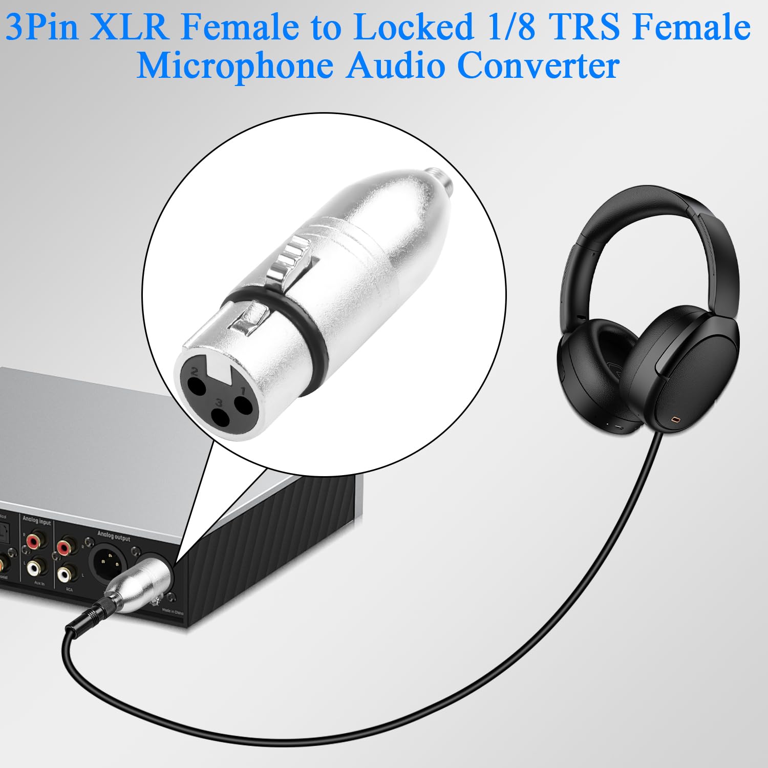 QIANRENON XLR to Locking TRS 3.5mm Microphone Connector 3Pin Xlr Female to Locked 1/8 TRS Female Balanced Audio Adapter XLR-3 to Lockable 3.5mm Stereo Converter Socket - Image 3