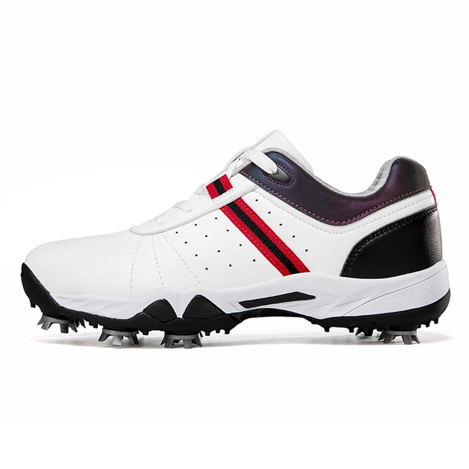 Ybberik Men's Golf Shoes, Waterproof and Breathable Golf Shoes with Spikes for Men Red
