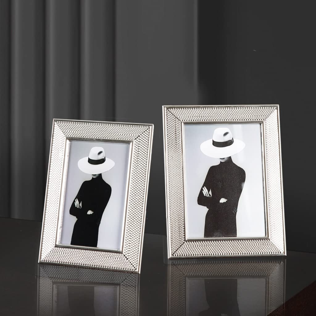 Portaretratos para Foto Marco De Fotos De Metal, Marco De Fotos De Boda Moderno, Mesa, Sala De Estar, Decoración De Mesa De Escritorio Decoración De Hogar Oficina(7 Inch)
