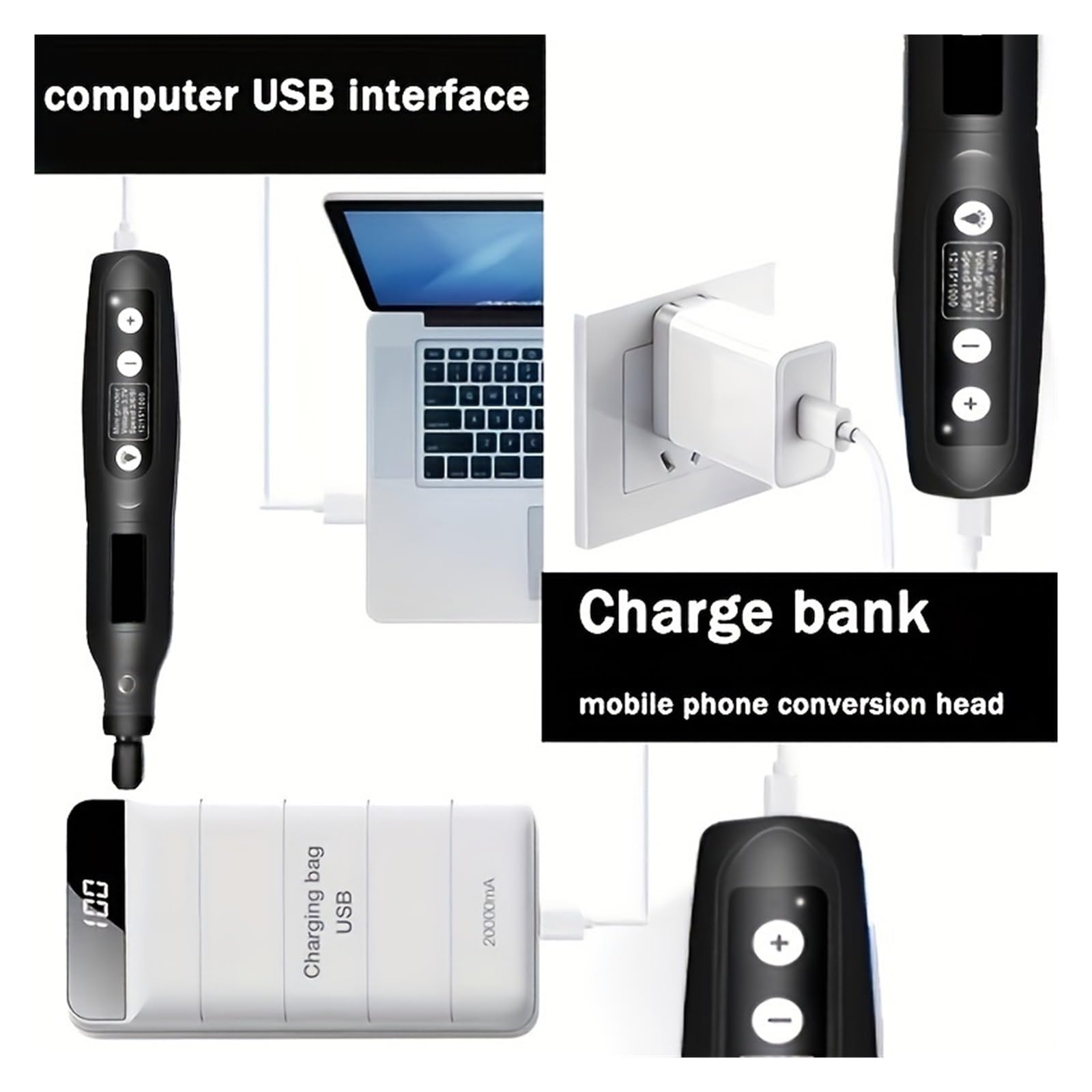 Kit di utensili rotanti senza fili USB Penna for incisione del legno Fai da te for gioielli Mini trapano wireless in metallo e vetro Lucidatura, Incisione(Blue-115pcs)