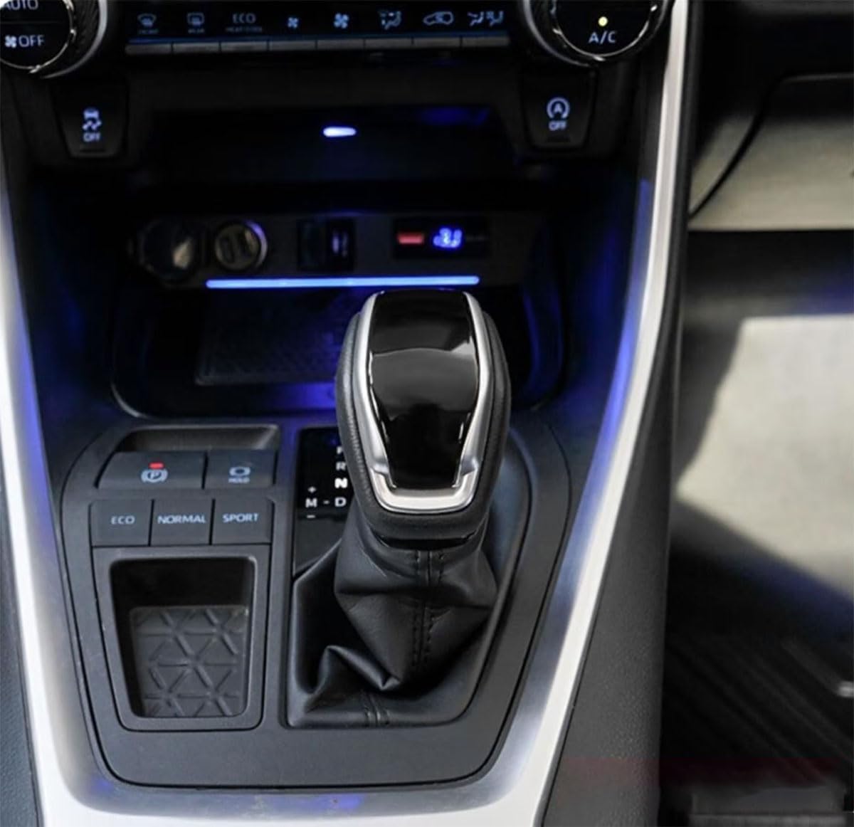 Gear Shift Knob Cover Compatible with Toyota RAV4 2024 2023 2022 2021 2020 Center Console Shifter Trim Interior Car Accessories ABS 1PC(Black with Silver)
