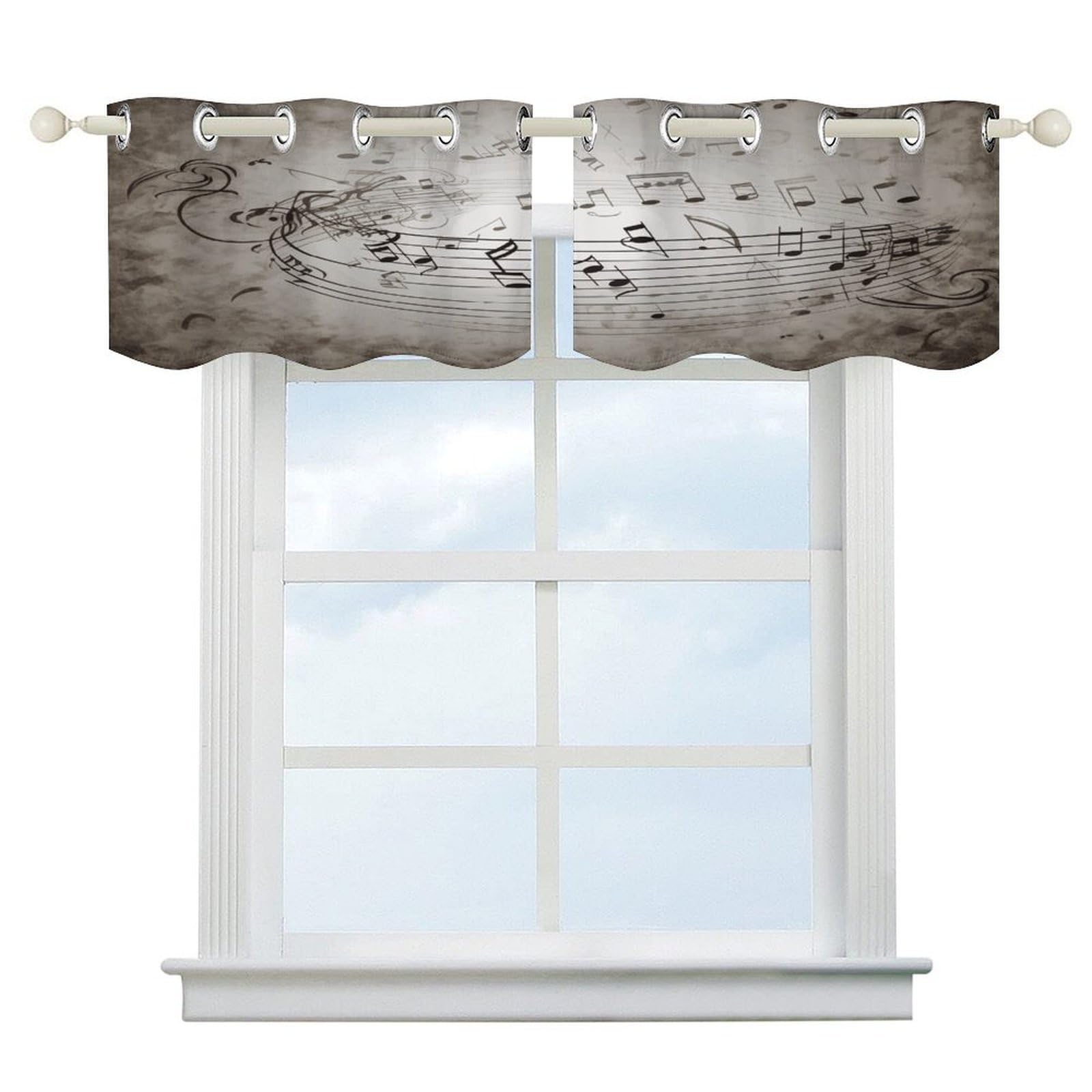 Fekiloot Style Music Note Wall Short Curtains Valance Curtain