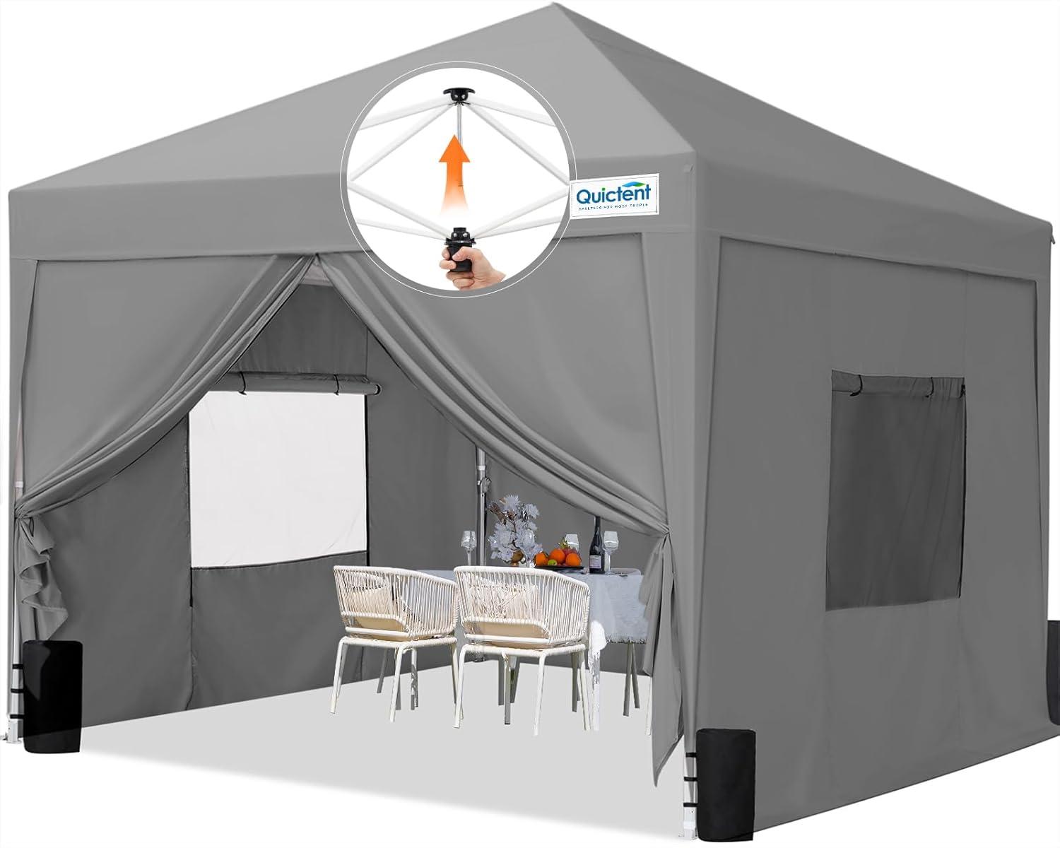 Quictent Privacy 10x10 Pop up Canopy Tent with Sidewalls and Roll-up Ventilated Windows, One Person Easy Setup, Outdoor Commercial Gazebo Shelter Enclosed Waterproof, Bonus 4 Sandbags