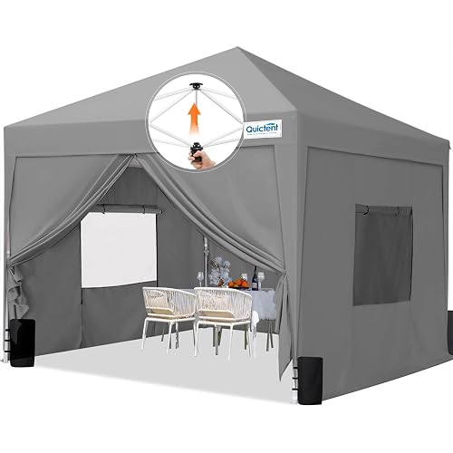 Quictent Privacy 10x10 Pop up Canopy Tent with Sidewalls and Roll-up Ventilated Windows, One Person Easy Setup, Outdoor Commercial Gazebo Shelter Enclosed Waterproof, Bonus 4 Sandbags