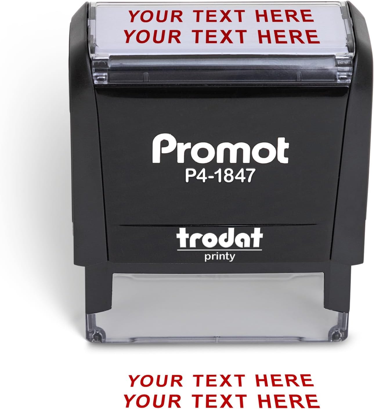 Promot Self Inking 2 Line Custom Stamp - Personalized Name Stamp for Office, Teacher, Address & Business Label Stamp - Choose Font, Ink Color, Pad, for Personal & Professional Use - Medium