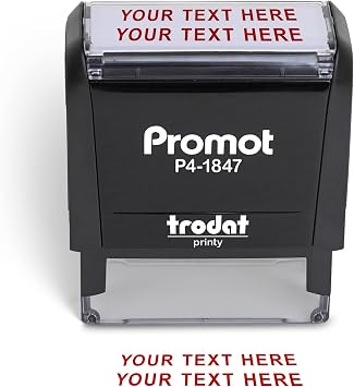 Promot Self Inking 2 Line Custom Stamp - Personalized Name Stamp Medium | Crisp & Consistent Impressions, Thousands of Clear Stampings, Fast One-Hand Operation, Built-In Self-Inking Mechanism