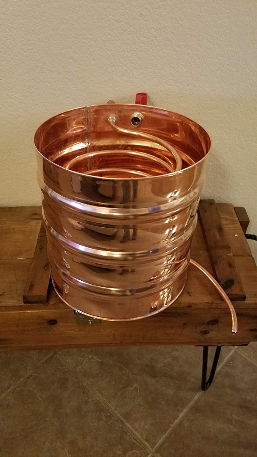 3.3 Gallon Copper Moonshine Still Condenser (Chiller/Worm Coil) with Garden Hose in/Out