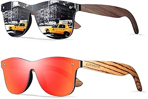 KITHDIA Zebra-Striped Wooden Sunglasses with Polarized Lenses