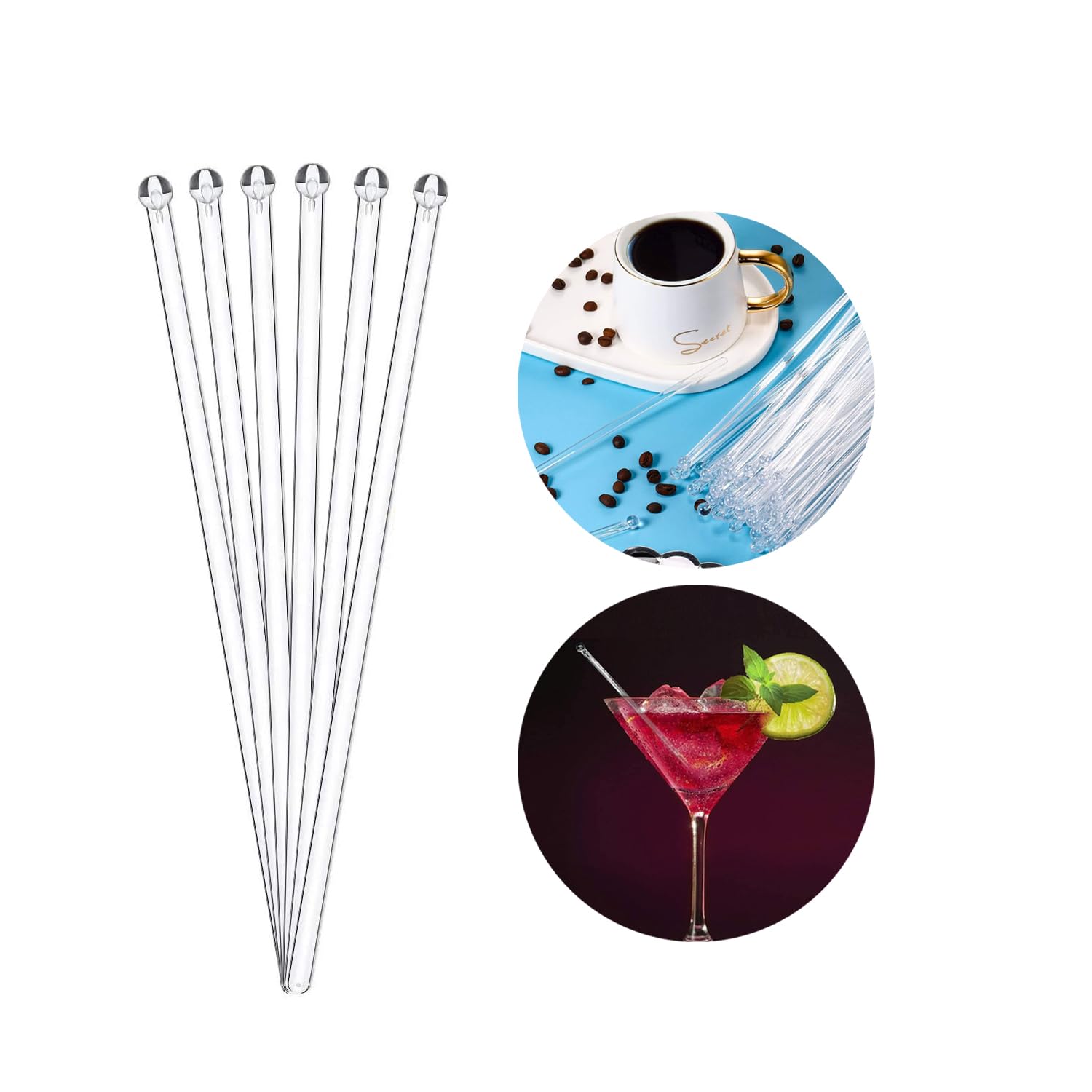 SQXBK 100PCS 150mm Disposable Transparent Plastic Round Top Stirring Sticks Cocktail Coffee Drink Cake Bar DIY Drip Experiment Acrylic Wand