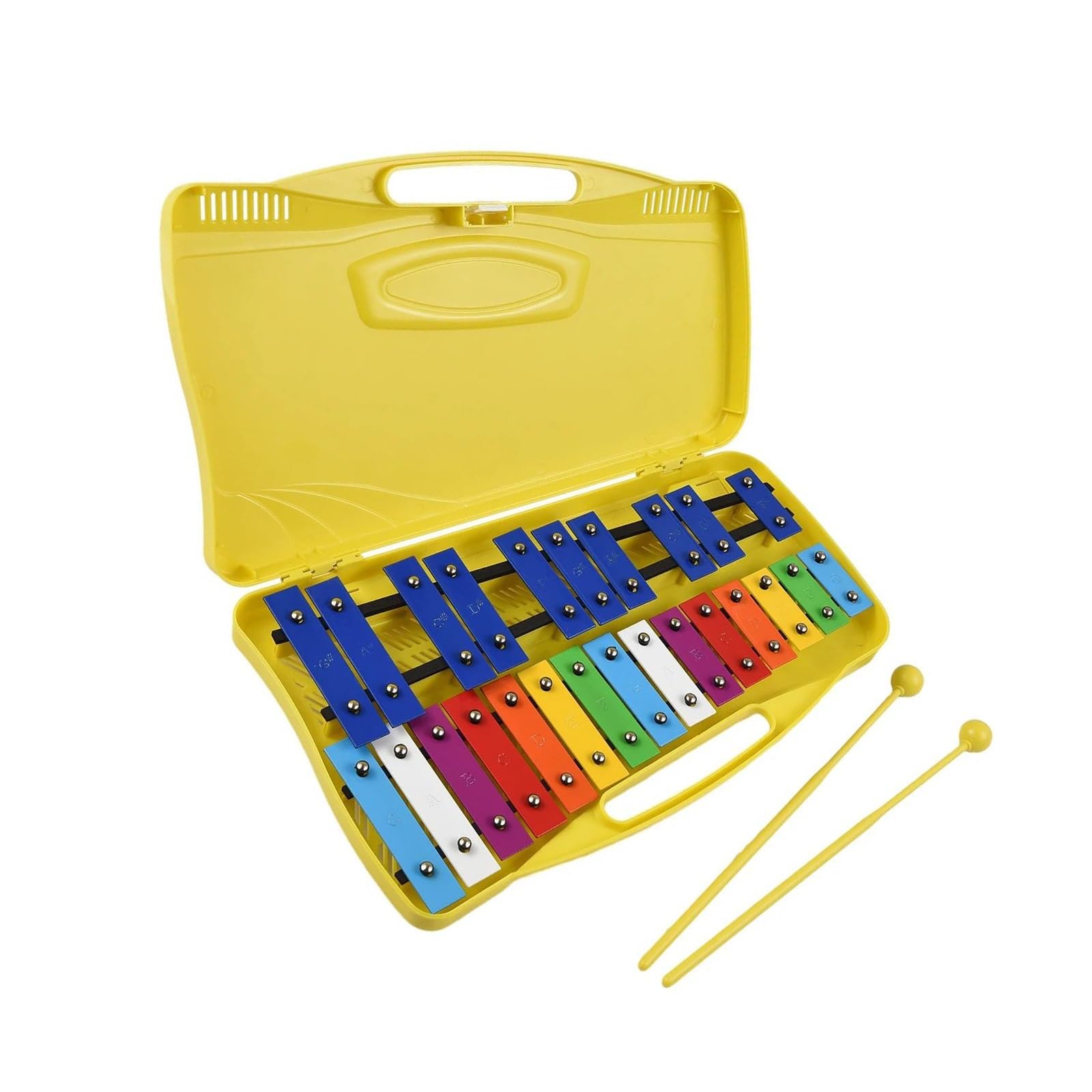 xilófono profesional Xilófono Glockenspiel De 25 Notas Teclas Metálicas Coloridas Instrumento Musical De Ritmo De Percusión Con 2 Mazos De Mano