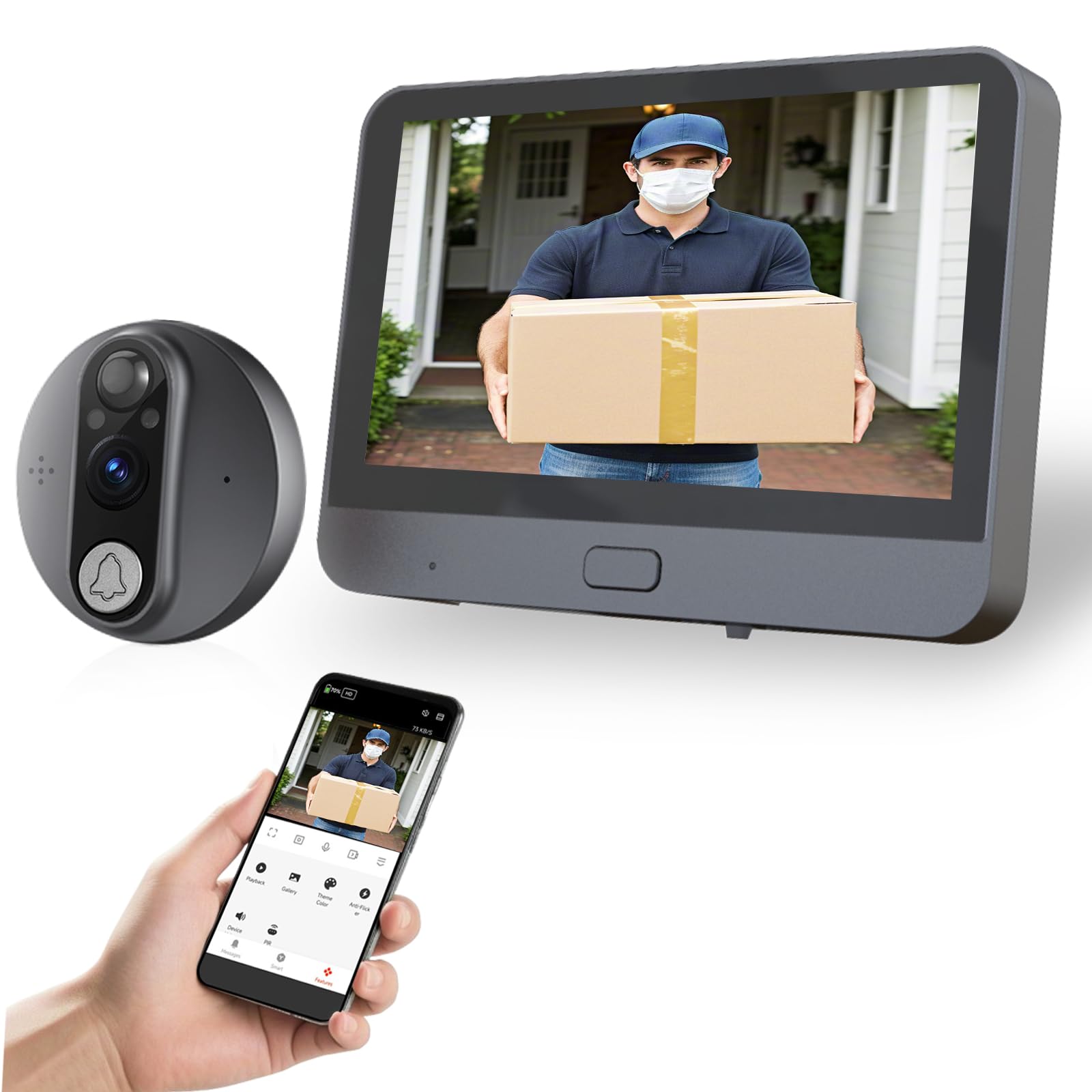 Wifi Video Doorbell For Apartment Peephole Camera With