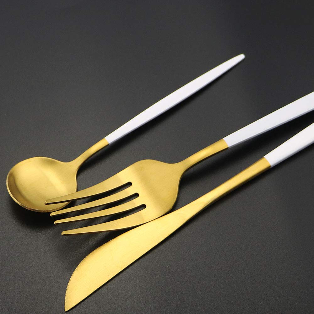 Ensemble de couverts en argenterie, 24 pièces, ensemble vaisselle acier inoxydable 304, couteau, fourchette, cuillère, mats, cuisine, or