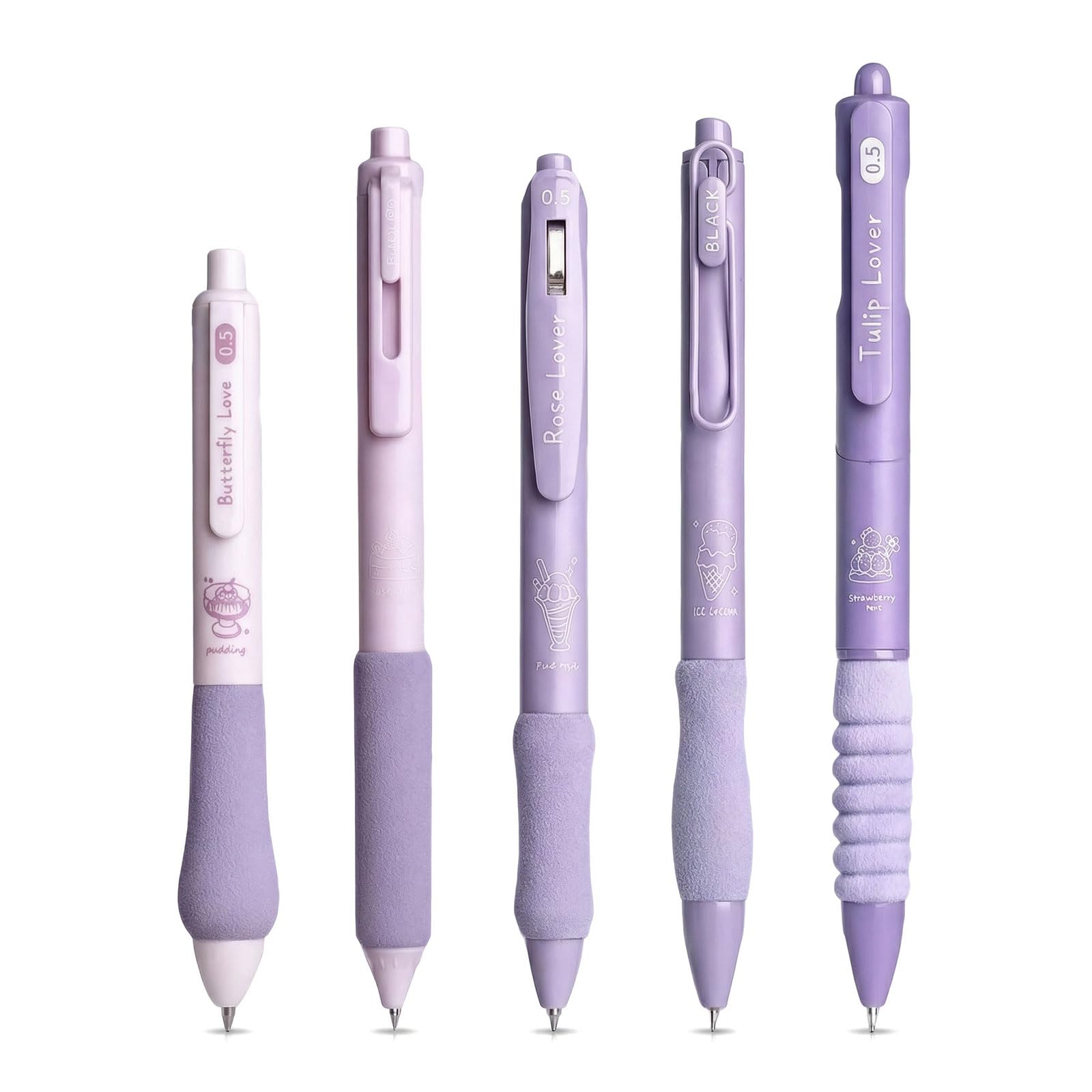 Hyleon 5 Pack Retractable Black Gel Pens 0.5mm Fine Point