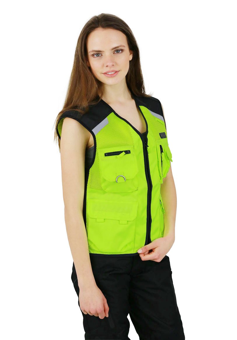 Nerve Touring Chaleco Reflectante de Seguridad Diseño Retro, Verde Fluorescente, XS-S