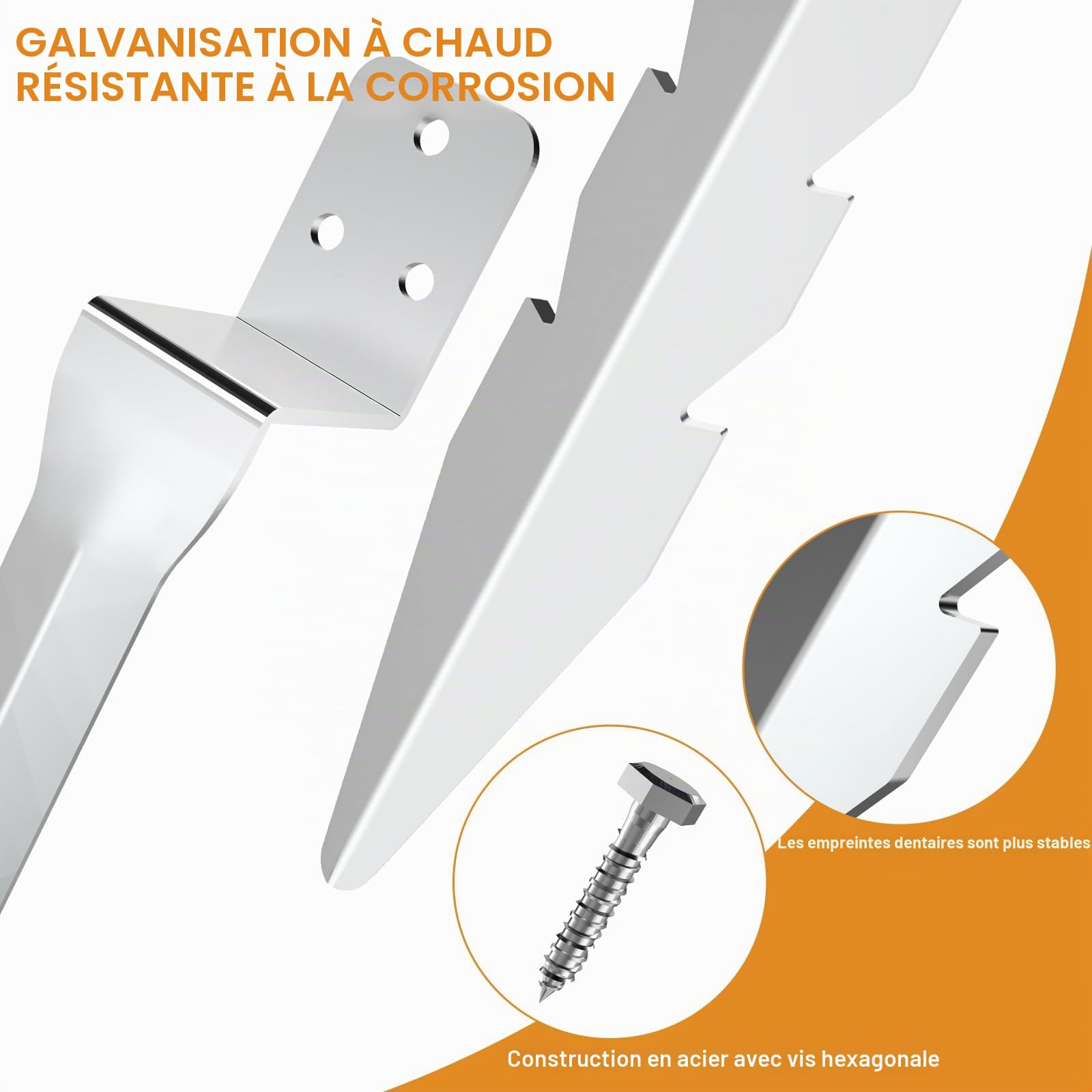 Support de Poteau à Enfoncer Galvanisé à Chaud Lot de 4 Douille Piquet Cloture Bois Ancre Support de Poteau à enfoncer Ancrage au Sol pour poteaux en Bois Ancrage au Sol pour balançoire