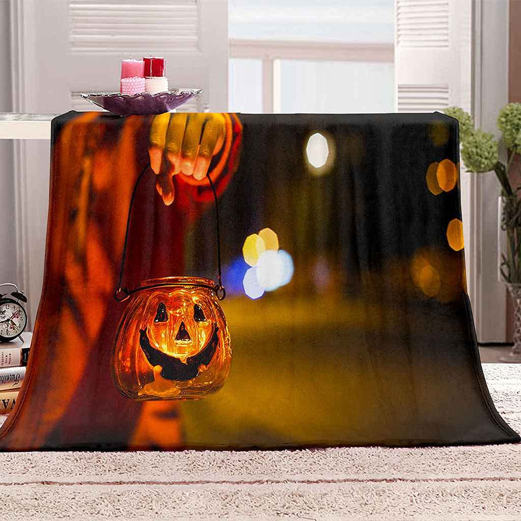 Couverture flanelle Halloween crâne 3D en microfibre douce 150x200cm pour canapé