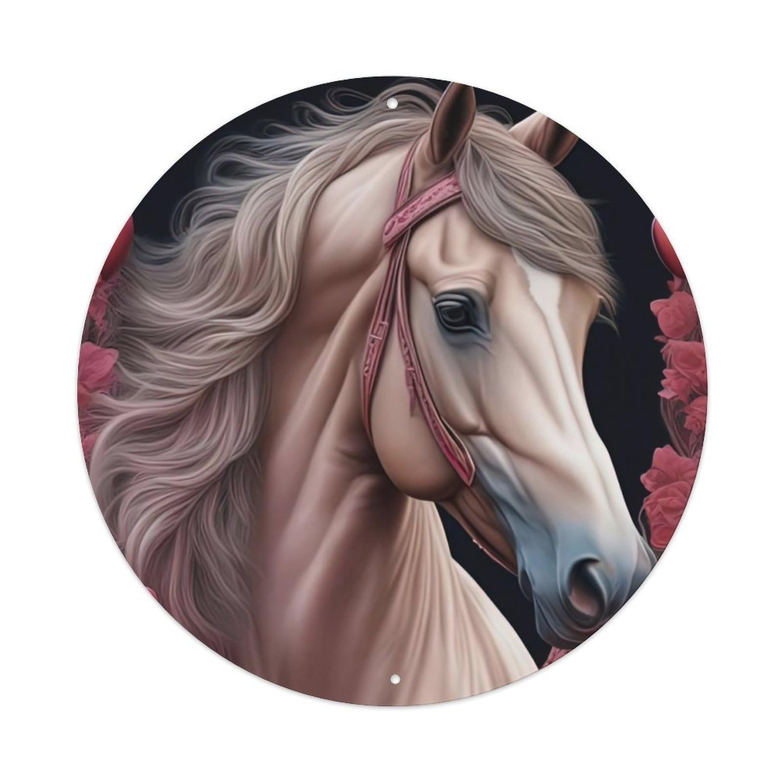 Animal White Horse And Flower Metal Tin Sign