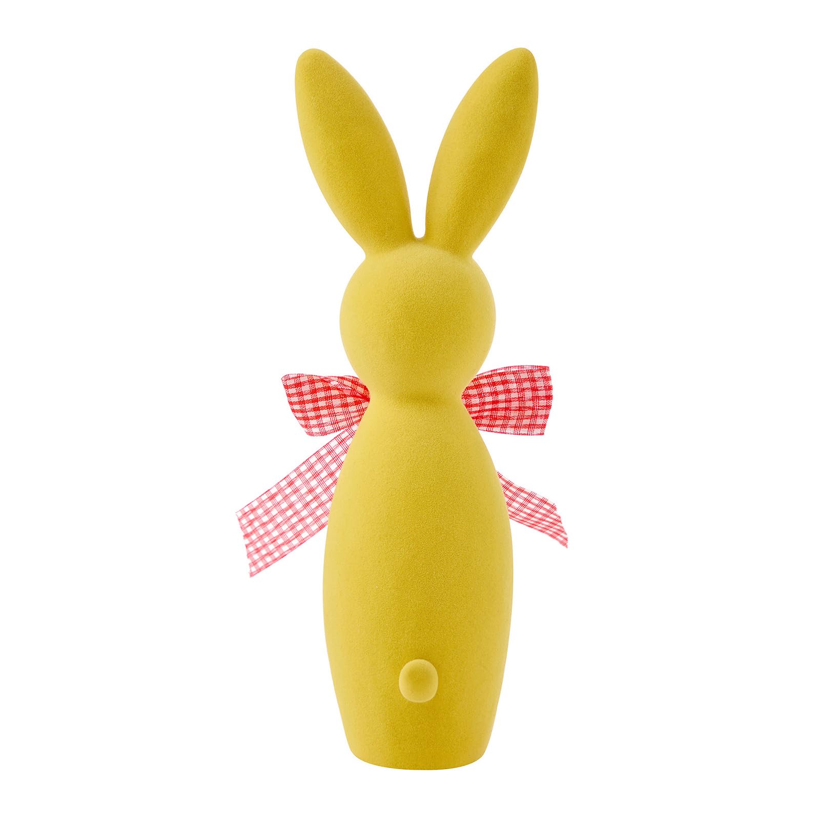 Coniglietto pasquale Figura di coniglio floccato ornamento da tavolo in resina tinta unita coniglietto pasquale decorazione per la casa (giallo, 23,5 cm)