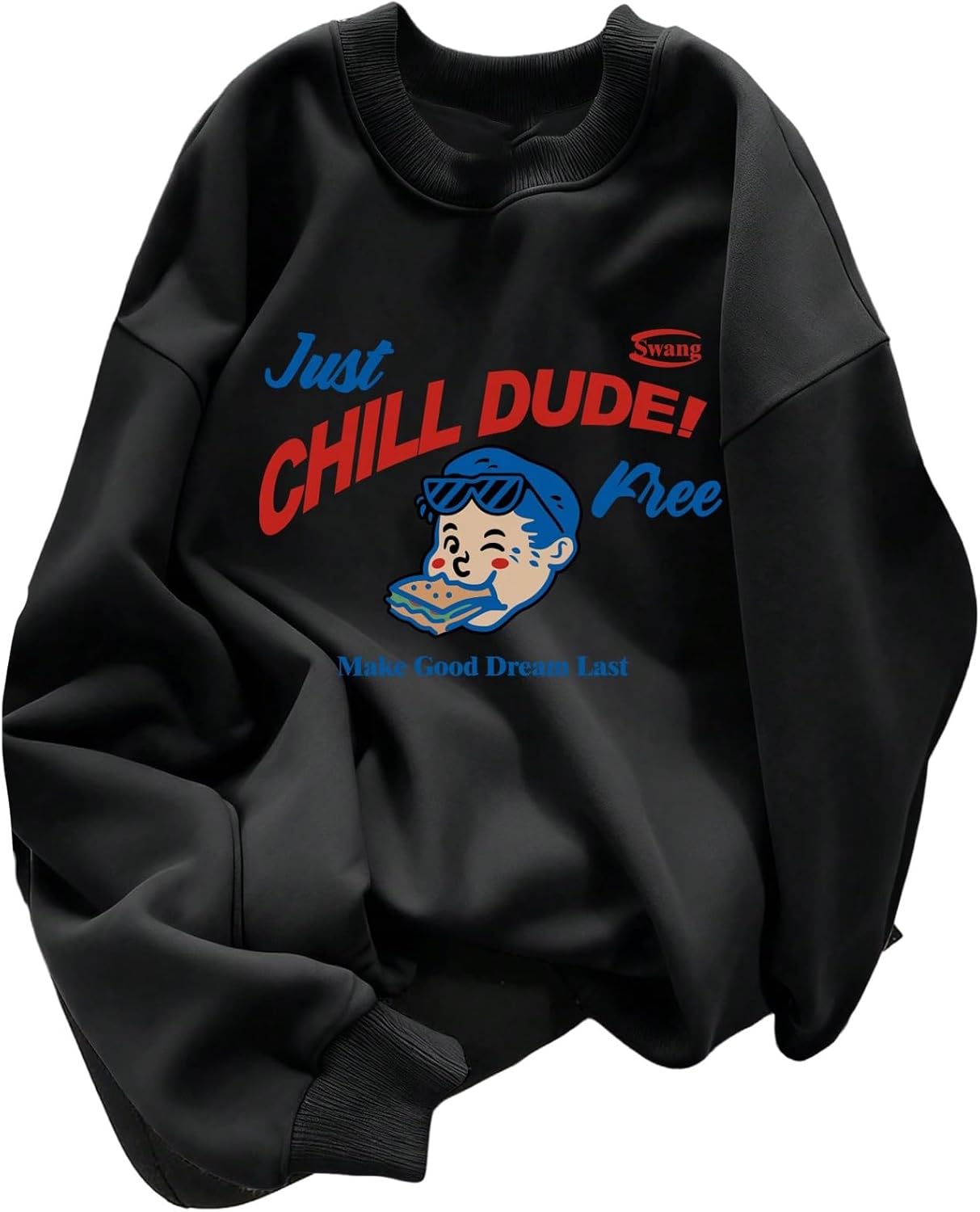SOLY HUX Graphic Sweatshirts for Men Crewneck Long Sleeve Drop Shoulder Letter Print Pullover Tops