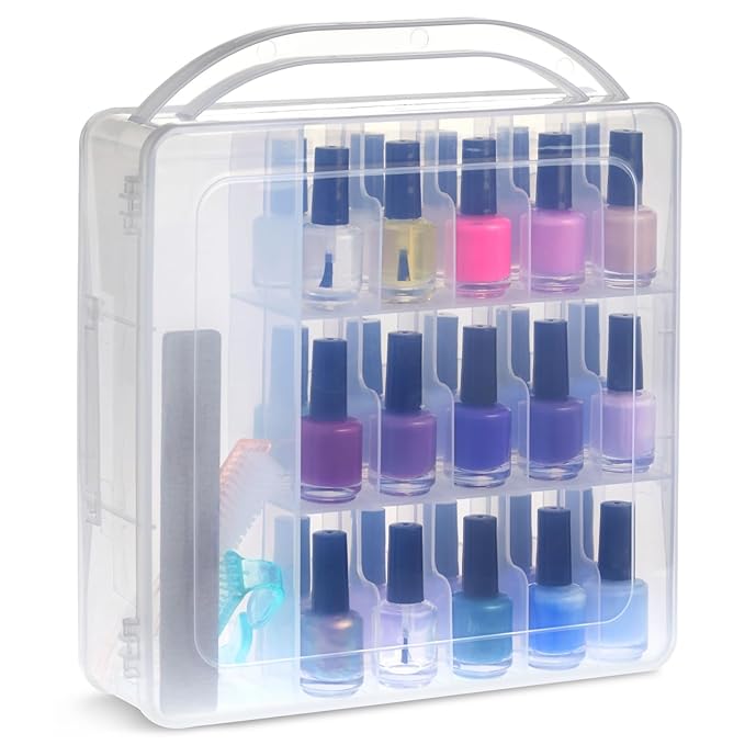 Glamlily Nail Polish Organizer Case with Lid and Handle