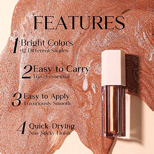 Colorful Liquid Glitter Eyeshadow, Eye Shadow Primer Metallic Glitter Shimmer Smokey Eye Makeup, Waterproof Long Lasting Quick-Drying Sparkling High Pigmented Liquid Eye Shadow Stick For Women #TOP2