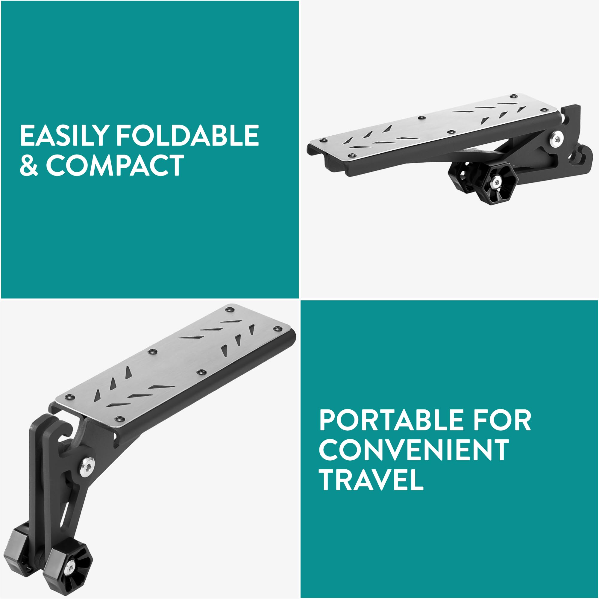 Navaris Gradino per Portiera Auto - Scalino Pieghevole - Pedane Auto - Pedana Poggiapiede Universale - Accessori per Fuoristrada Camper Utili - Nero - in Acciaio Inox
