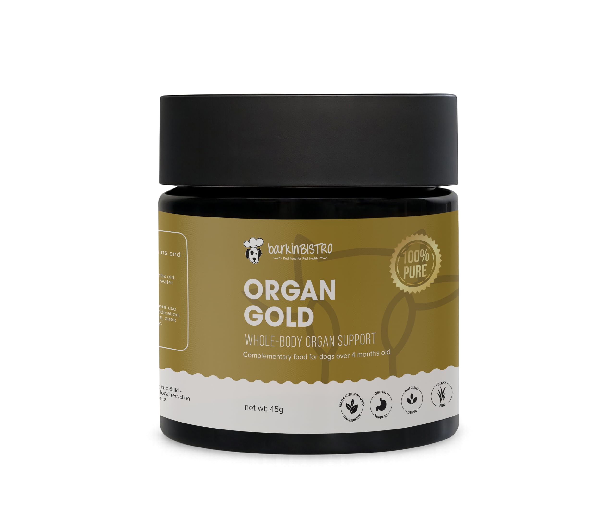 barkinBISTRO Organ Gold for Dogs | Grass Fed Freeze Dried Beef Organ Supplement | Nature's Multivitamin | Liver, Heart, Kidney, Spleen & Pancreas | 45g