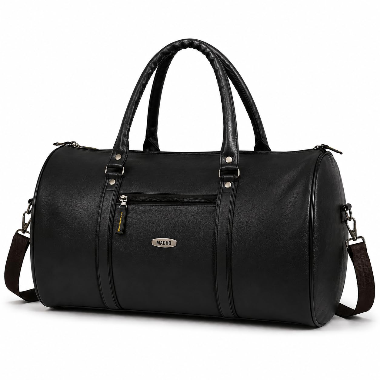 B E S T S E L L E RPremium Leather Finish Gym Duffel Bag for Men & Women | Large Capacity Travel Bag | Waterproof Sports Bag with Shoulder Strap | Weekender Bag for Gym, Travel, Daily Use (Black)-image-2