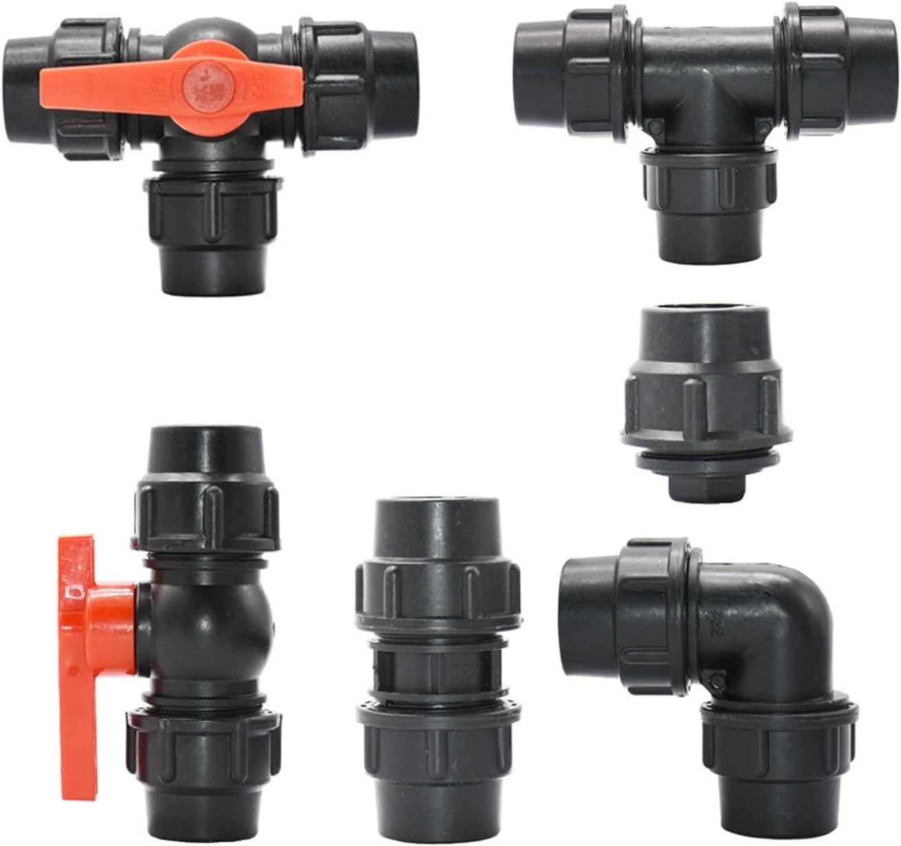 20/25/32/40 PVC PE Tube Tap Water Splitter Tee Elbow End Plug Plastic Quick Valve Garden Agriculture Irrigation(Elbow,40MM)