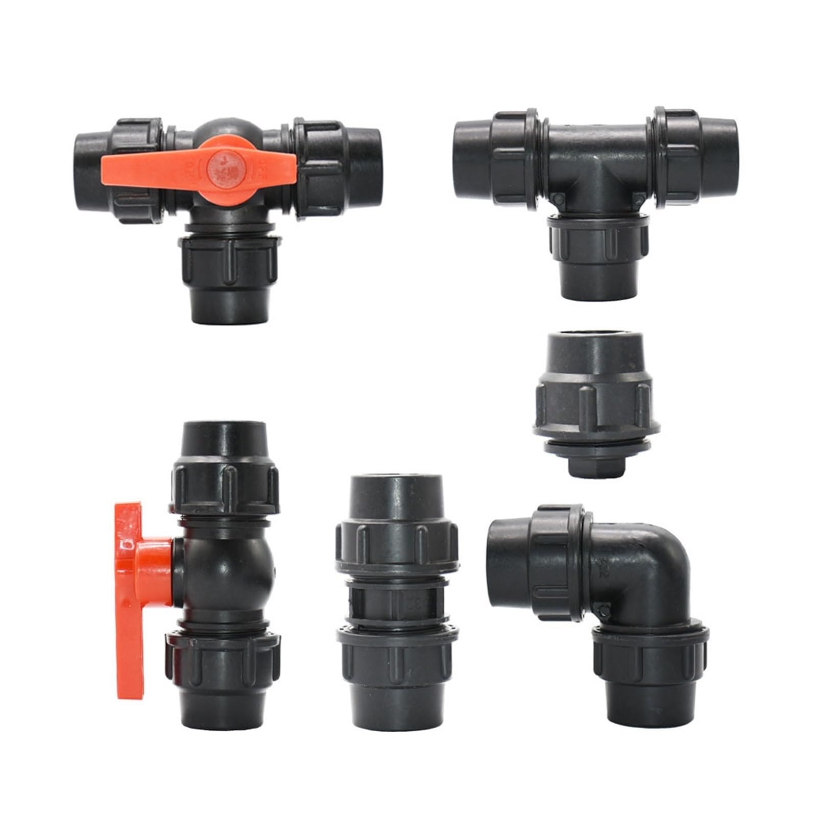 20/25/32/40 PVC PE Tube Tap Water Splitter Tee Elbow End Plug Plastic Quick Valve Garden Agriculture Irrigation(End Plug,25MM)