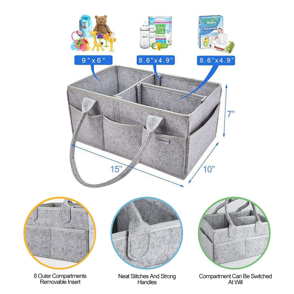 Comioke Organizador Pañales,Cesta Organizadora Bebe, Pañales Bolso Para Bebés, Correas para Pasear en Carrito Bebe, para Cambiar Toallitas Juguetes para la Ducha del Recién Nacido