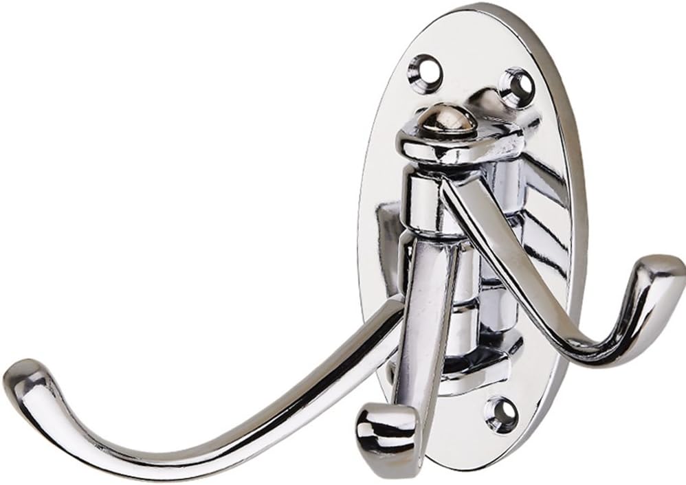 Clavi 180 Degree Swivel Bath Towel Hooks for Bathroom Heavy Duty Wall Mounted Decorative Coat Hooks Hanger for Hanging (Silver)