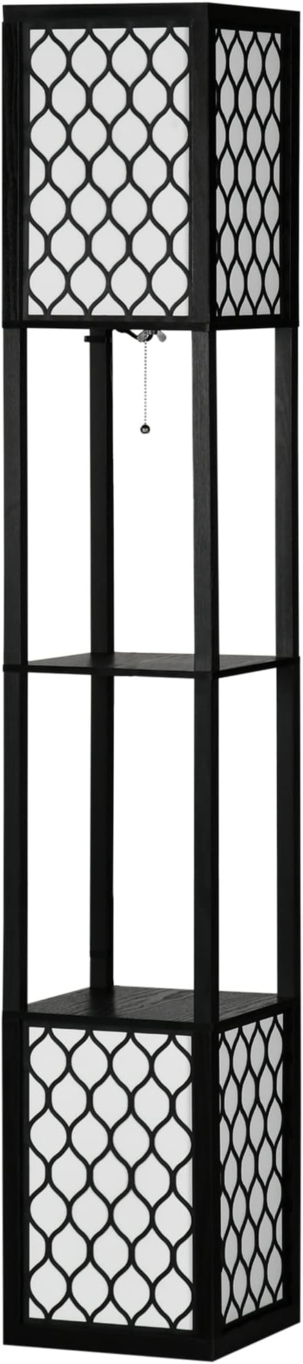 HOMCOM HOMCOM vloerlamp met plank, vloerlamp met dubbel licht, 40 W vloerlamp met E27-voet, 2 planken, exclusief lampen, voor woonkamer, slaapkamer, zwart