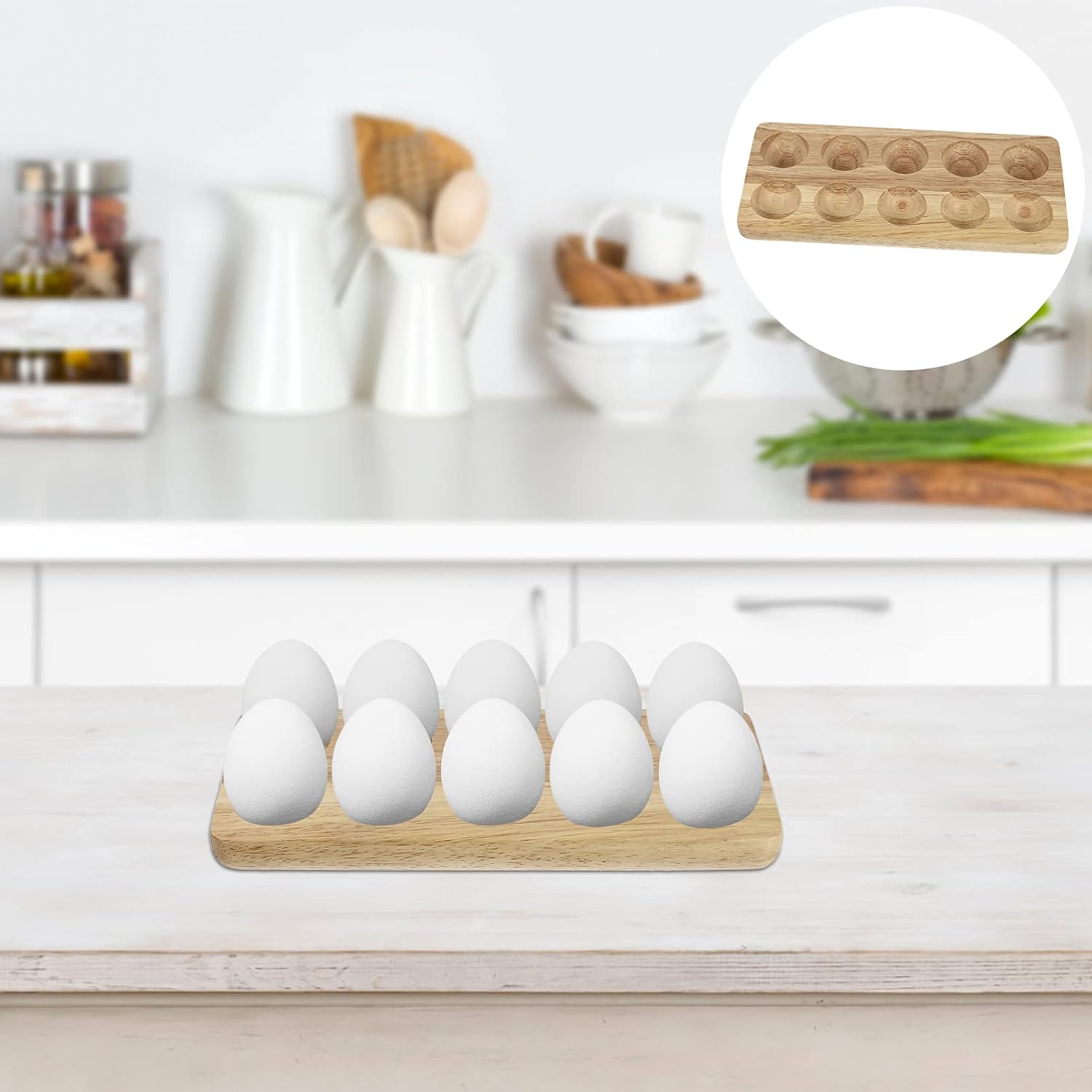Angoily 1pc Wooden Egg Tray Tabletop Egg Display Holder Egg Storage Tray Fridge Egg Organizer Egg Tray for Refrigerator Coop Egg Tray Eggs Egg Skelter Egg Rack Kitchen Utensils Desktop ( )