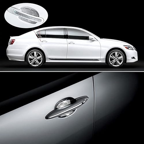 Miniatura 7 de BetterJonny 10 calcomanías de cristal para manija de puerta de automóvil, con diamantes de imitación para manija de puerta de automóvil, calcomanías