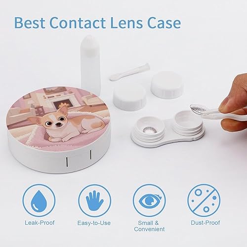 Miniatura 3 de Estuche para lentes de contacto de viaje PinkNestPup Print Contact Cases Box con solución de espejo, aplicador de botellas, kit de herramientas de